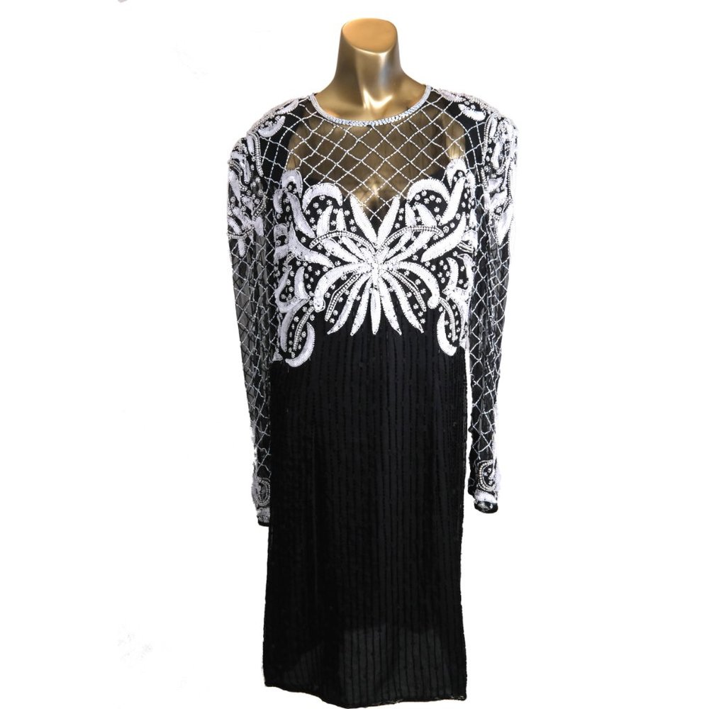 Vintage Laurence Kazar Beaded Sequined Gown sz XL